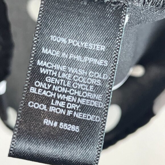 Express Womens XL Black White Polka Dot Button Up Roll Tab Sleeve Blouse - Picture 4 of 10